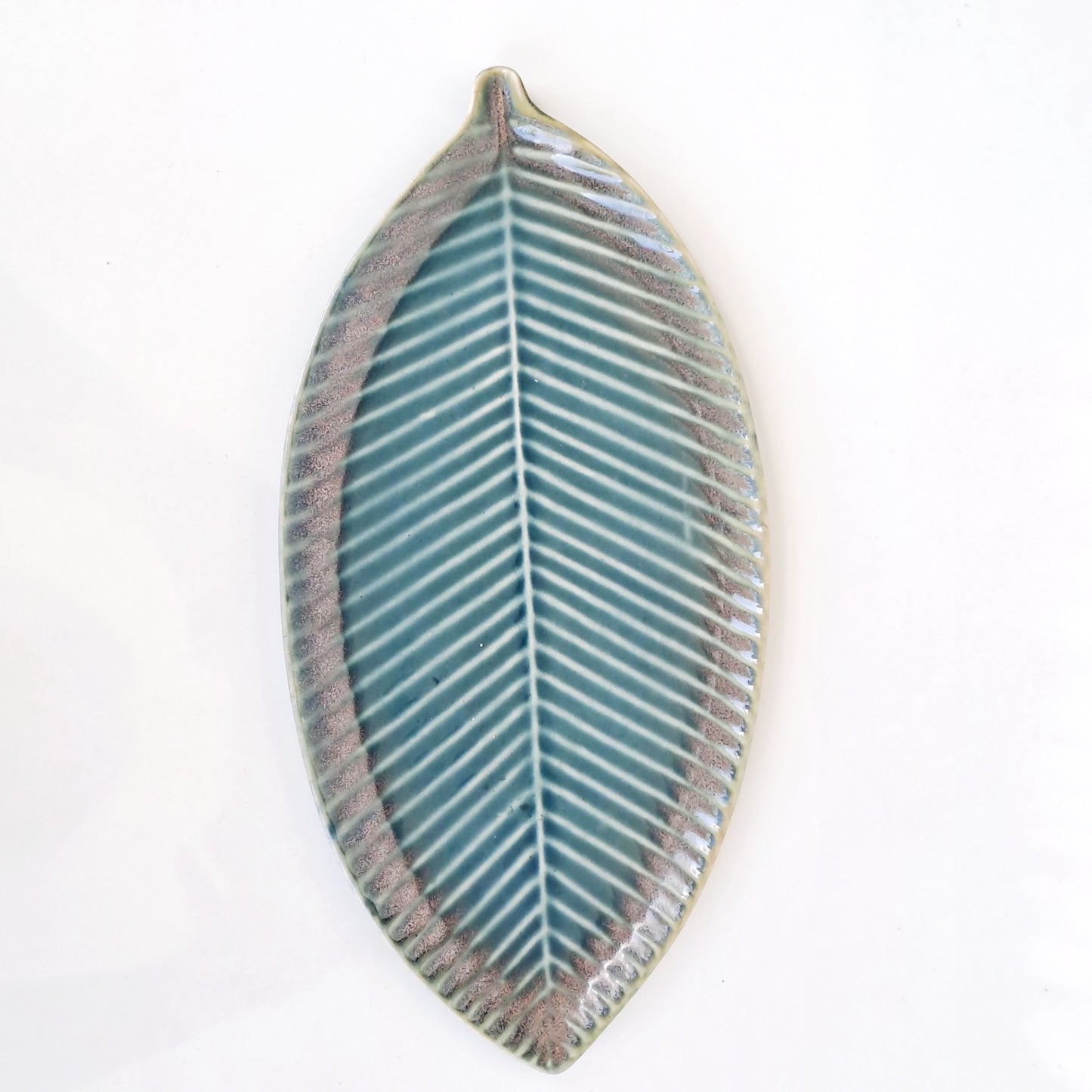 CERAMIC GREEN LEAF PLATTER