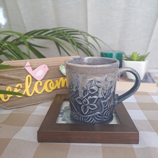 BLUE COLOR MUG/CUP WITH BEAUTIFUL ART (SET OF 2)