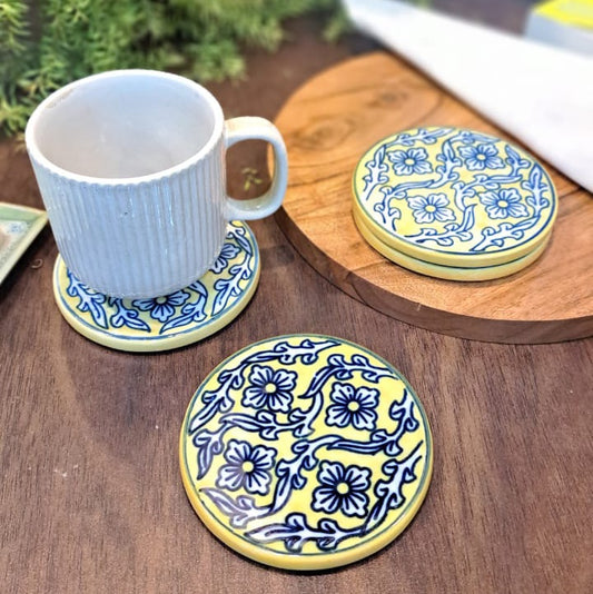 Ceramic handpainted coaster set