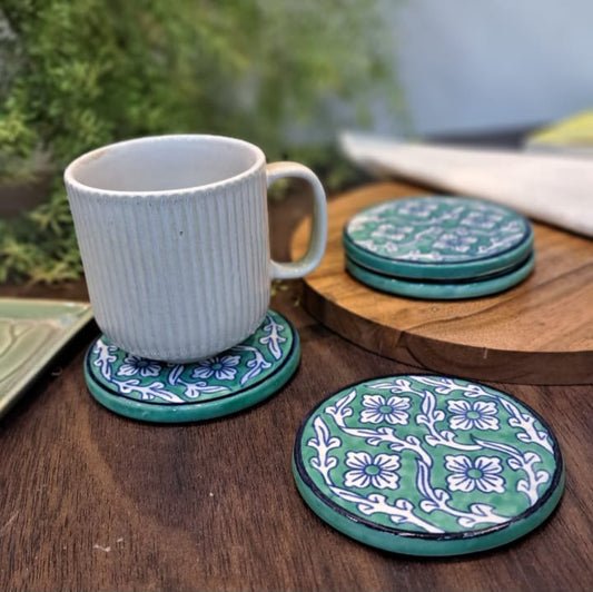 Ceramic handpainted coaster set