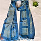 MULMUL COTTON BLOCK PRINT BLUE STOLE