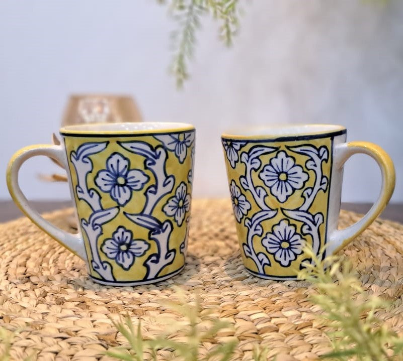 YELLOW COLOR CERAMIC MUG/CUP (SET OF 2)